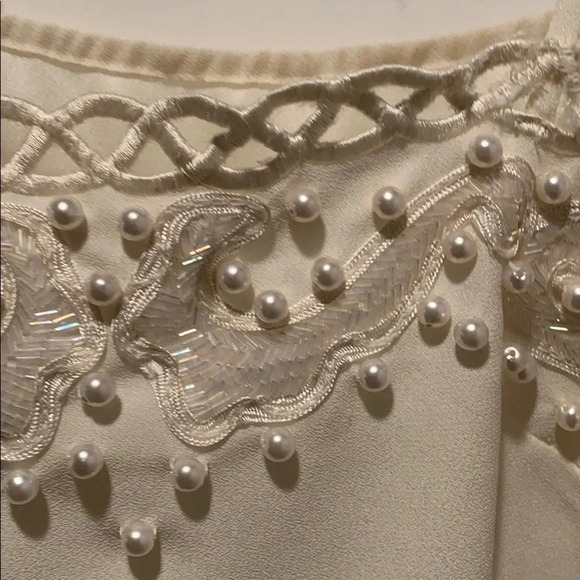 Alyce Paris Ivory White Pearl & Sequin Shell Top - Picture 8 of 8